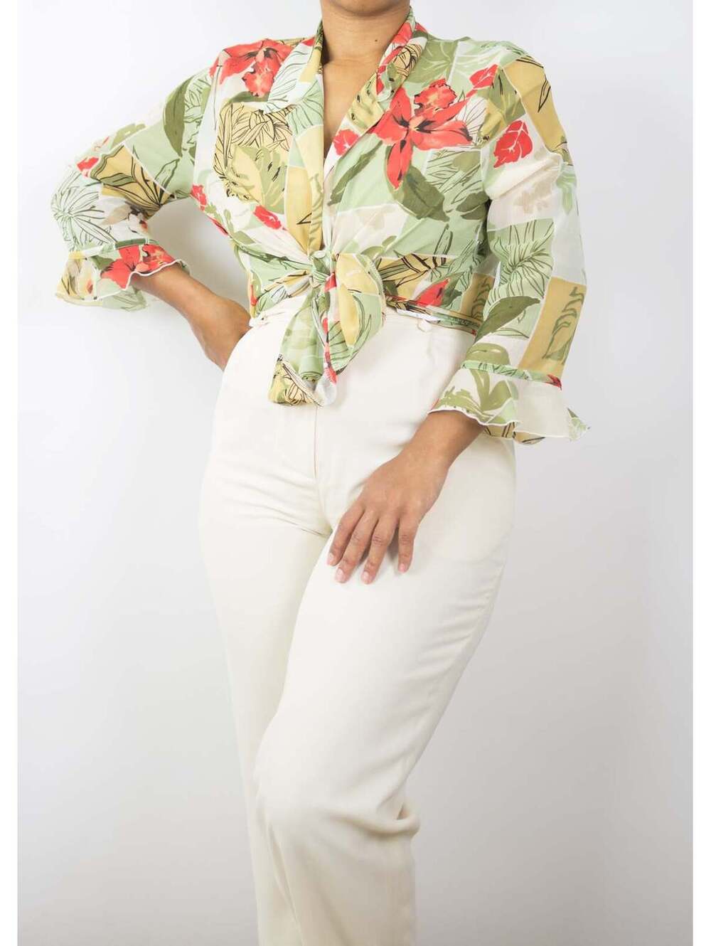 Alfred Dunner Green Y2K Floral Button-Up